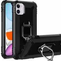Shockproof TPU Cover with Finger Ring Kickstand for iPhone 11 6.1 inch - Black