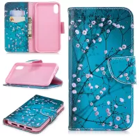 For iPhone XR 6.1 inch Pattern Printing Folio Flip PU Leather Magnetic Wallet Shell Case - Tree with Flowers