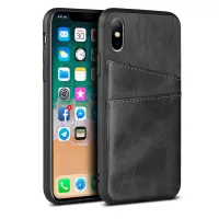 PU Leather Coated Hard PC Case Cover for iPhone X/XS 5.8 inch - Black