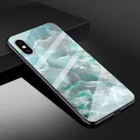 Marble Texture Tempered Glass Back + TPU Hybrid Case for iPhone XS/X - Style J