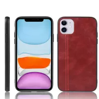 Leather Coated PC + TPU Combo Shell Case for iPhone 11 6.1 inch - Red