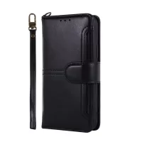 PU Leather Wallet Stand Mobile Cover Case for iPhone XR 6.1 inch - Black