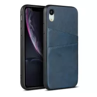 PU Leather+PC Phone Case Dual Card Slots Cover for Apple iPhone XR 6.1 inch - Blue