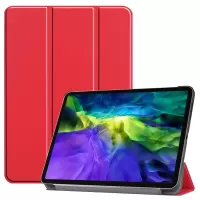 PU Leather Stable Tri-fold Stand Stand Cover Hard Back Shell with Auto Sleep/Wake for iPad Pro 11-inch (2020) / (2018) - Red