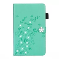 Imprint Flower Rhinestone Wallet Leather Stand Tablet Case for iPad 10.2 (2021)/(2020)/(2019) - Blue