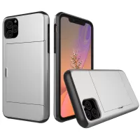 For iPhone 11 6.1 inch (2019) Plastic  + TPU Hybrid Case with Card Slot Phone Shell - Silver