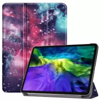 Printing Surface Tri-fold Stand Leather Smart Case for iPad Pro 11-inch (2020) / (2018) Tablet Cover - Cosmic Space