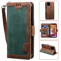 Retro Splicing Style Wallet Stand Leather Phone Case for iPhone 11 6.1 inch -  Green