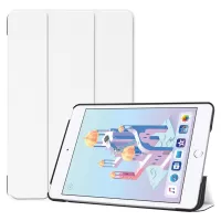 Auto-wake/sleep PU Leather Stable Tri-fold Stand Stand Flip Cover Case for iPad mini (2019) 7.9 inch / mini 4 - White