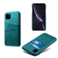 KSQ Double Card Slots PU Leather Coated PC Case for iPhone 11 Pro Max 6.5 inch (2019) - Green