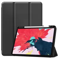 Narrow Bezel Anti-Drop Tri-fold Stand Leather Tablet Stylish Case with Pen Slot for iPad Air (2020)/Air (2022) / Pro 11-inch (2020) / (2018) - Black