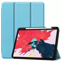 Narrow Bezel Anti-Drop Tri-fold Stand Leather Tablet Stylish Case with Pen Slot for iPad Air (2020)/Air (2022) / Pro 11-inch (2020) / (2018) - Baby Blue