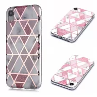 Marble Pattern Rose Gold Electroplating IMD TPU Case for iPhone XR 6.1 inch - White / Pink