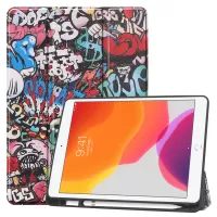 Pattern Printing Tri-fold Stand TPU and Leather Smart Tablet Case with Apple Pencil Slot for iPad 10.2 (2021)/(2020)/(2019) - Graffiti Pattern
