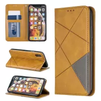 Geometric Pattern Leather Card Holder Phone Case with Stand for iPhone X / XS 5.8 inch - Brown