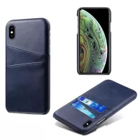 Dual Card Slots PU Leather Coated PC Case for iPhone XS Max 6.5 inch - Blue
