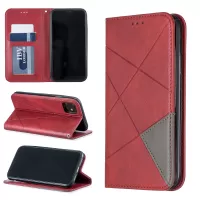 Geometric Pattern Leather Protective Phone Case with Card Slots for iPhone 11 6.1 inch (2019) - Red