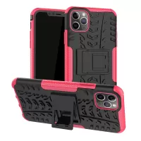 Cool Tyre Pattern PC + TPU Hybrid Phone Cover with Kickstand for iPhone 11 Pro Max 6.5 inch (2019) - Black / Rose