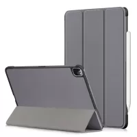 Litch Skin PU Leather Tri-fold Stand Tablet Case for iPad Pro 11-inch (2020) / (2018) - Grey