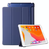 Tri-fold Plastic+PU Leather Tablet Case for iPad 10.2 (2021)/(2020)/(2019) - Dark Blue