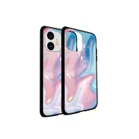 NXE Glimmer Series Pattern Printing Tempered Glass + TPU Phone Case for iPhone 11 6.1 inch - Blue/Pink