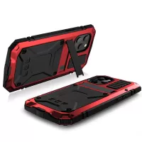 R-JUST Shockproof Dustproof Waterproof Protector Cover for iPhone 12 mini Kickstand Shell - Red