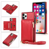 With Pocket Zipper Strap Leather Phone Case  for iPhone 11 Pro Max 6.5 inch - Red