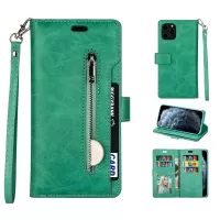Multi-function Slots Leather Wallet Unique Case for iPhone 12 mini - Light Green