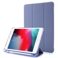 Tri-fold Stand Leather Tablet Shell with Pen Slot for iPad mini (2019) 7.9 inch/iPad mini 4/3/2/1 - Purple