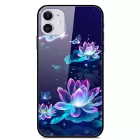 Pattern Printing Tempered Glass + TPU + PC Combo Phone Cover for iPhone 12 Pro/12 - Lotus Flower