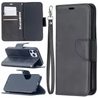 PU Leather Wallet Stand Phone Case for iPhone 12 Pro/12 - Black