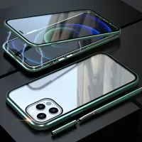 LUPHIE for iPhone 12 Pro/12 6.1 inch Case, Magnetic Double-sided Tempered Glass Metal Frame Phone Cover - Green