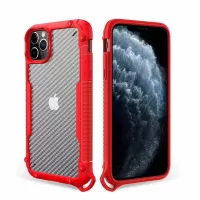 Carbon Fiber Texture PC + TPU Hybrid Case for iPhone 12 Pro/12 - Red