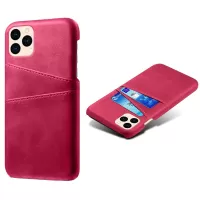 KSQ for iPhone 12 Pro/12 6.1 inch PU Leather Coated Plastic Case, Double Card Slots Design Ultra Slim Protector Shell - Rose