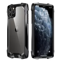 R-JUST Acrylic Back + TPU + Metal Shockproof Shell for iPhone 12 Pro/12 Case - Black