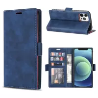 N.BEKUS TPU + PU Leather Wallet Stand Protective Phone Case for iPhone 12/12 Pro - Blue