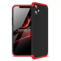 GKK Matte Three-Stage Combination Full Degree Protection Hard PC Phone Cover Case for iPhone 12 - Black/Red