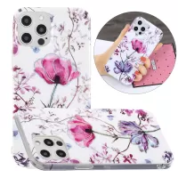 Electroplating IMD Design Marble Pattern Printing TPU Protective Cover for iPhone 12/12 Pro - Lotus