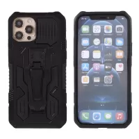 Back Clip Plastic + TPU Hybrid Cover with Kickstand for iPhone 12 Pro/12 - Black