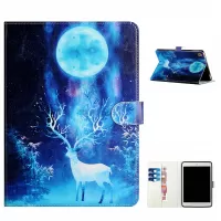 Pattern Printing PU Leather Tablet Case with Wallet Stand for iPad 9.7-inch (2018) / iPad Air (2013) / iPad Air 2, Etc. - Elk and Moon