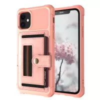 Phone Case with Card Slot and Elastic Finger Ring Strap Protective shell for iPhone 12 mini 5.4 inch - Rose Gold