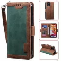 Retro Splicing Leather Covering for iPhone 11 Pro 5.8 inch - Green