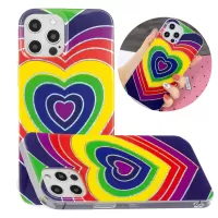 Electroplating IMD Design Marble Pattern Printing TPU Protective Cover for iPhone 12/12 Pro - Heart