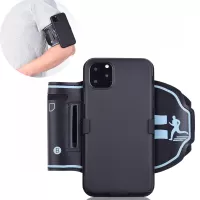 Nylon Glossy Sport Armband Shell PC Shockproof Phone Cover with Kickstand for iPhone 11 Pro Max 6.5 inch (2019)