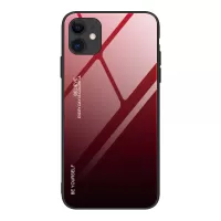 Gradient Color Cover Tempered Glass + PC + TPU Hybrid Case for iPhone 12 Pro Max 6.7 inch - Red / Black