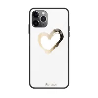 Pattern Printing Tempered Glass + TPU Back Case for iPhone 12 Pro Max 6.7 inch - Love Heart/White