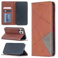 Geometric Pattern Leather Stand Case with Card Slots for iPhone 12 Pro/12 - Coffee
