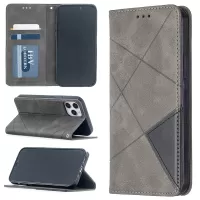 Geometric Pattern Leather Stand Case with Card Slots for iPhone 12 Pro/12 - Grey
