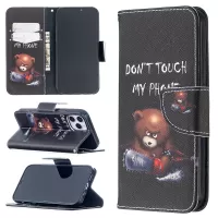 Pattern Printing Leather Wallet Protective Case for iPhone 12 Pro/12 - Fierce Bear