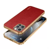SULADA PU Leather Coated TPU Litchi Texture Phone Case for iPhone 12 Pro Max - Red